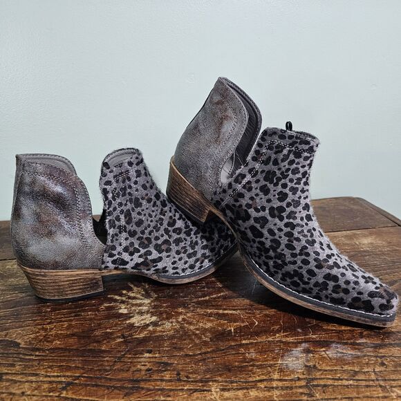 Roper Ava Leopard Snip Toe Cowboy Booties Western Boot Womens Size 10 Medium - Picture 1 of 8